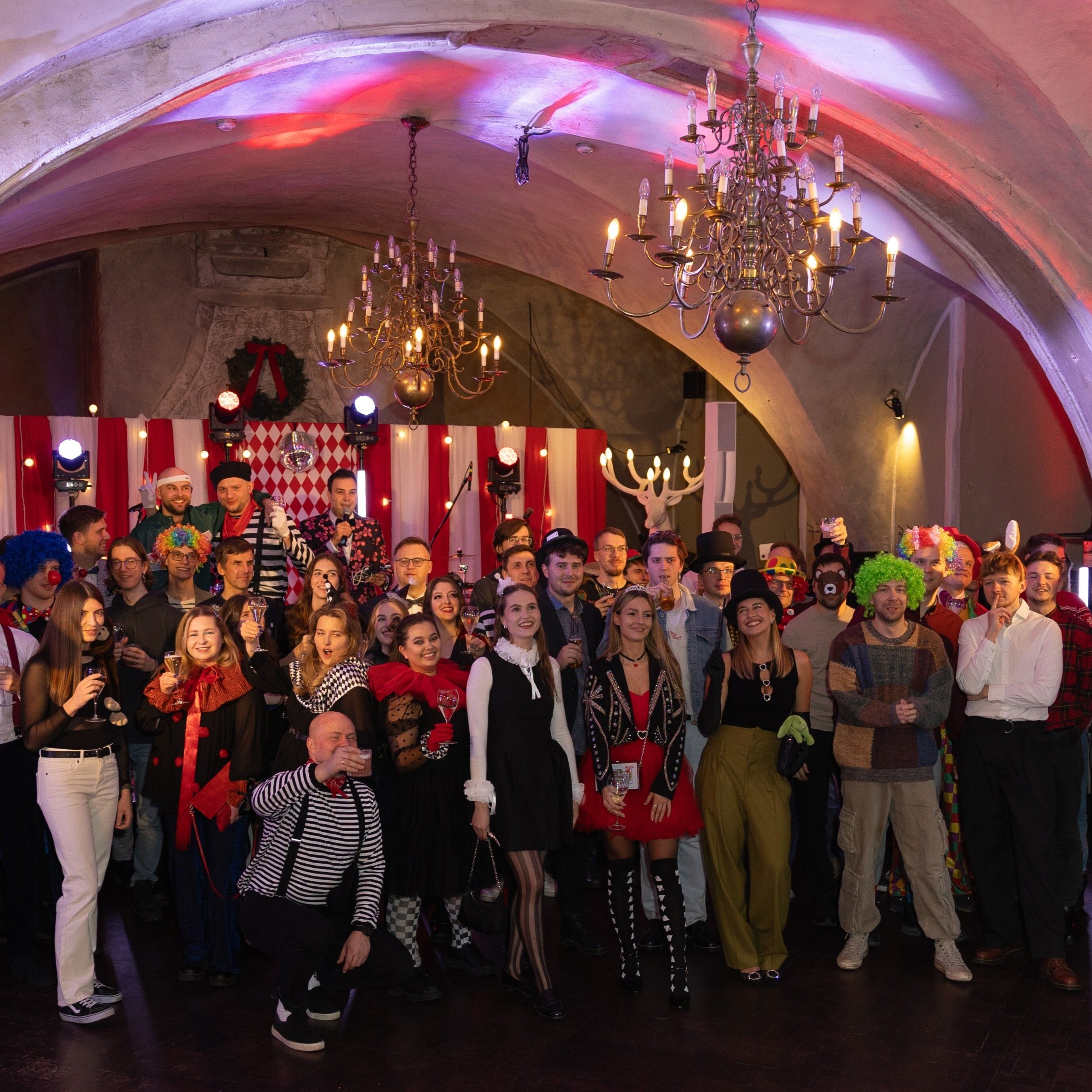 Eldorado team members posing for a group picture dressed up in costumes.