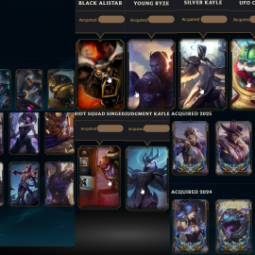 EUW/All Pax Skins/Black Alistar/Young Ryze/Silver Kayle/King Rammus/UFO Corki/Riot Squad Singed/Challenger x3