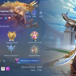 LEVEL 118 ✅RENOWNED COLLECTOR 1✅ JOHNSON LEGEND✅CLAUDE PRIME✅ CHOU AND VALIR KOF SKIN ✅ HIGHEST RANK MYTHIC 83 2