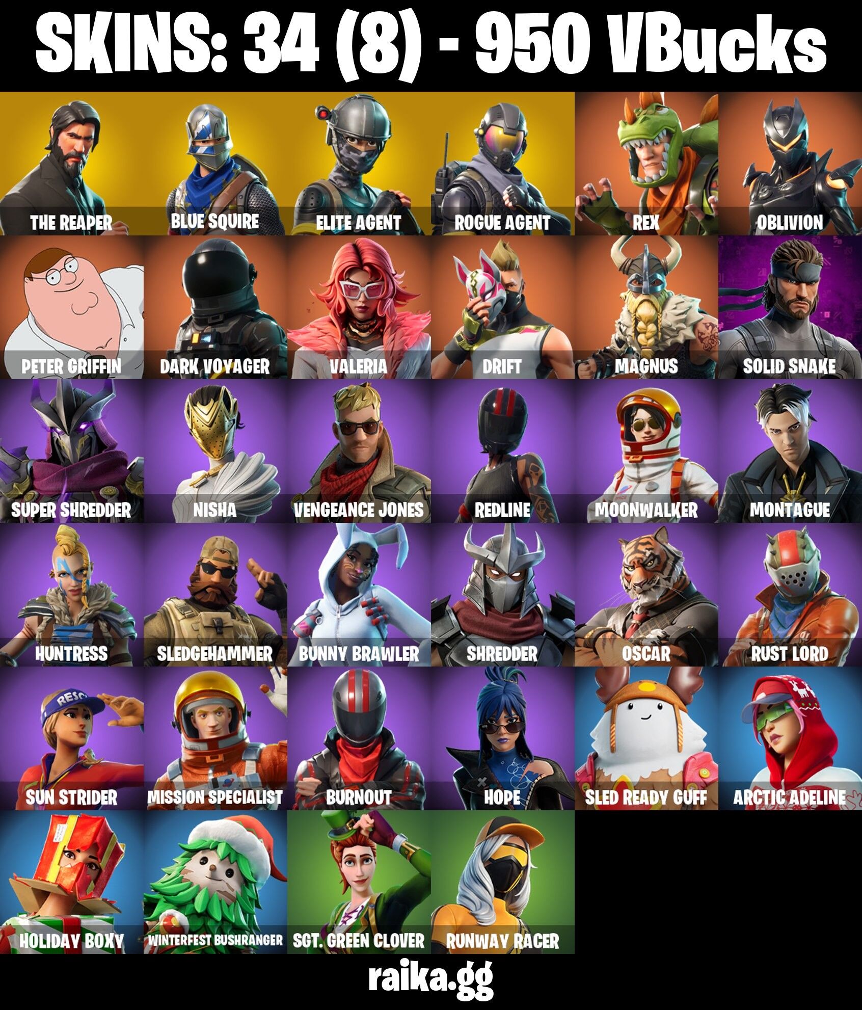 Fortnite Account ( PLAYSTATION / XBOX / NINTENDO ) (The Reaper, Blue Squire, Take the L, Peter Griffin) (34 Skins)
