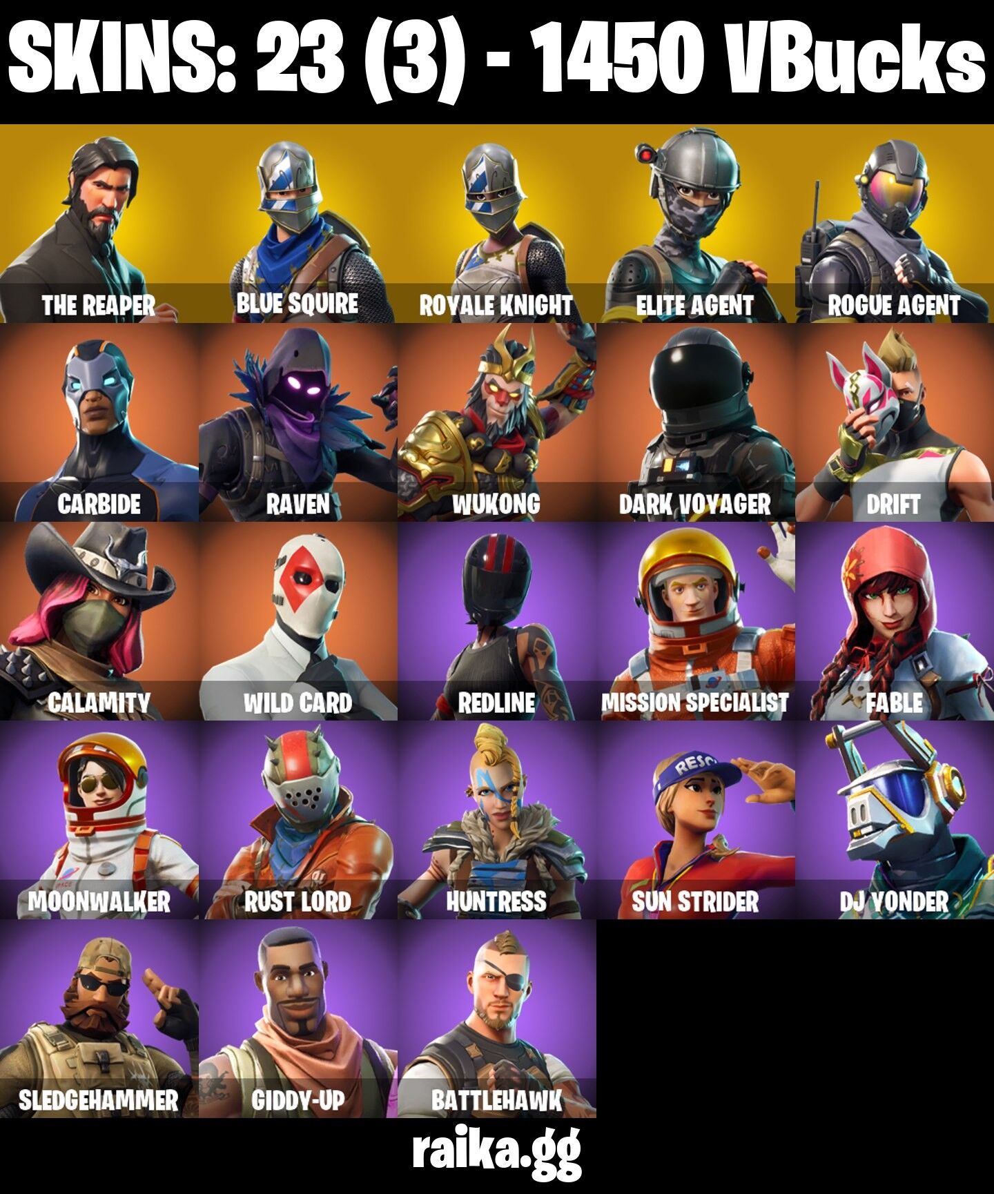 Fortnite Account ( PC / XBOX / PLAYSTATION / NINTENDO ) (The Reaper, Wukong, Take the L) (23 Skins)