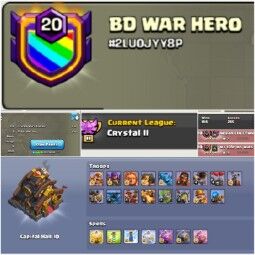 Clan name:- BD WAR HERO  __ Clan Lvl 20+ __ Crystal 2  __ Capital hall 10 __ Win- 166 _loss- 265__ Troops max __  Fast delivery  __ No Random 0
