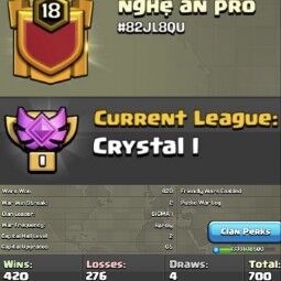 Cheapest Level 18 Clan || Random Name Clan || Nghe an pro || Crystal 1 League || Good War Log || Value For Money || Fast Delivery 0