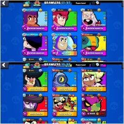 🔥 [ブロウラー:57]🔥29Kトロフィー♦️トップ- 105スキン11 ♦️ブロウラーカンスト⚡6ハイパーチャージ🔥NC- はい⚡スキン- レア33、スーパーレア36、エピック30、ミシック3、ハイパーチャージ3 2