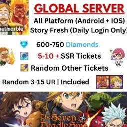 💎Global💎 600-700 Diamonds | 3-15 UR with Traitor Meliodas + Ultimate Escanor | 5-15 SSR Ticket + other Ticket 0