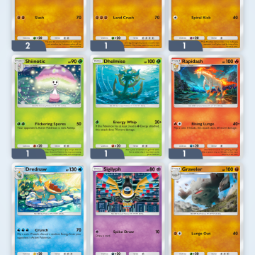T255🔥3*EX Palkia🔥EX: Darkrai+Gallade🔥Legendary: Azelf+Uxie🔥1*: Regigigas+Lucario🔥2*EX Gallade🔥Ability cards: 7🔥tradeable 2