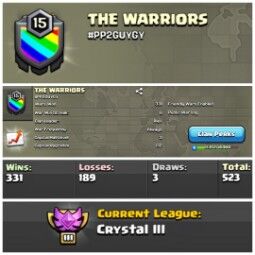 Level 15.8💎Name : THE WARRIORS💎Good Positive Warlog💎 Best Name💎 Crystal 3💎Cc3💎 Instant Delivery 0
