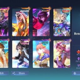 NL133/Lvl 52/161SKIN/RENOWNEDIV/53%WR/LEOMORD DUCATI/SELENA ZENITH/DYRROTH KOF/2 CLOUDS(XAVIER,KAGURA)/3 LUCKYBOX(ALICE,ESTES,GUIN)/BENEDETTA COLLECTOR/12EPIC 0