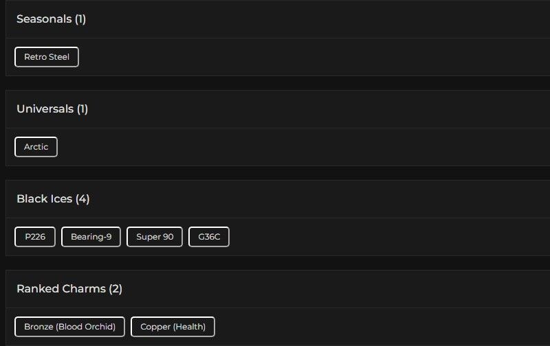 Level 102 | Ranked Ready | 4 Black Ice | 1 Universal | 1 Elite | #8476