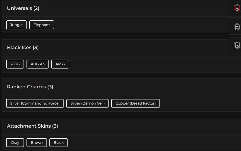 Level 82 | 2x Silver | 3 Black Ice | 2 Universal | #5091