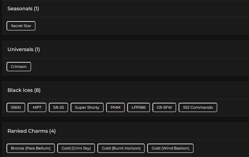 Level 179 | 3x Gold | 8 Black Ice | 1 Universal | 2 Elite | #8119 Level 179 | 3x Gold | 8 Black Ice | 1 Universal | 2 Elite | #8119