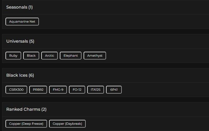 Level 83 | Ranked Ready | 6 Black Ice | 5 Universal | #8378