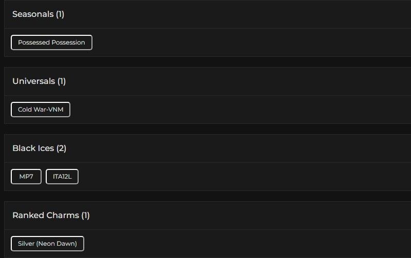 Level 73 | Silver | 2 Black Ice | 1 Universal | #4520