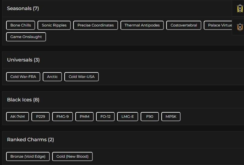 Level 192 | Gold | 8 Black Ice | 3 Universal | 2 Elite | 1 Pro League | #6436 Level 192 | Gold | 8 Black Ice | 3 Universal | 2 Elite | 1 Pro League | #6436