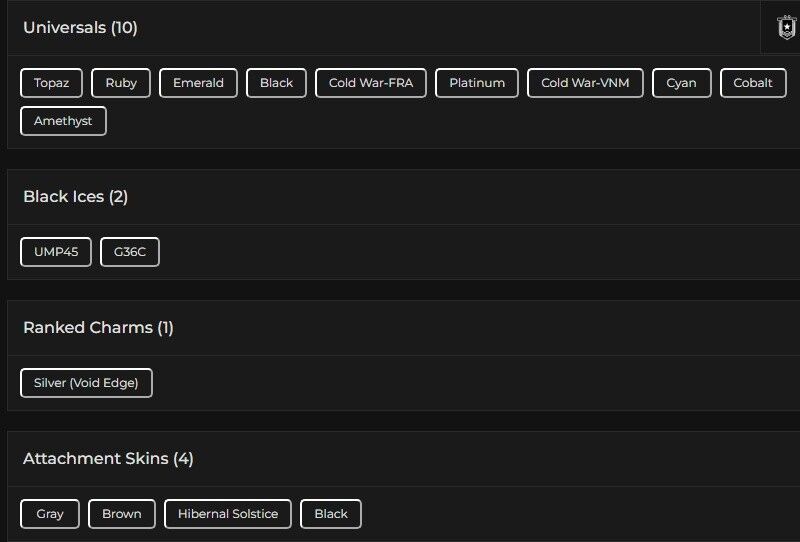 Level 106 | Silver | 2 Black Ice | 10 Universal | #1882