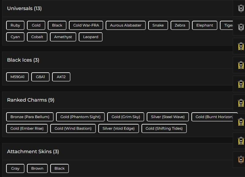 Level 151 | 6x Gold | 3 Black Ice | 13 Universal | #8500