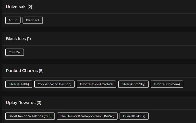 Level 76 | 2x Silver | 1 Black Ice | 2 Universal | 2 Elite | #7125