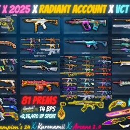🏆CHAMPIONS 2021, 2022, 2023, 2024, ARCANE 1.0 & 2.0, VCT 2025 KARAMBIT, RADIANT PEAK - NA|285 SKINS - KURONAMI, CHAMPION KNIFE VANDAL,PRELUDE,RECON,VCT X NRG🔥