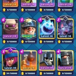 KT LVL-55[] 6 ELTE[] 28 CARD LVL-14[] TOTAL 34 MAX[] 128 EMOTE[] 7 TOWER SKIN 1