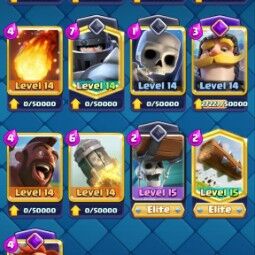 KT LVL-55[] 6 ELTE[] 28 CARD LVL-14[] TOTAL 34 MAX[] 128 EMOTE[] 7 TOWER SKIN 2