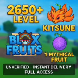 ๐ฆ๐ฅ Blox Fruits | โก๏ธ 2650+ LEVEL | ๐ KITSUNE | ๐ฎ 1 MYTHICAL FRUIT | ๐ Unverified | ๐ Instant Delivery | ๐ก๏ธ Full Access