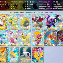 ๐ด 3743 ENG Cards โณ 2193 Hourglass ๐ 1 Crown (Mewtwo ex) โจ 28 Shiny โญ 9 AR+ ๐ช 43 Gold