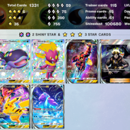 ๐ด 3276 ENG Cards โณ 59 Hourglass ๐ 1 Crown (Arceus ex) โจ 19 Shiny โญ 9 AR+ ๐ช 39 Gold