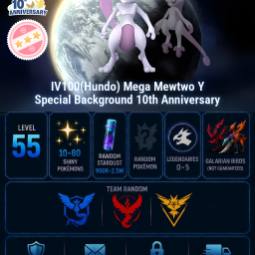 π₯ Level 55 PTC Account π IV100 Hundo Mega Mewtwo Y (Special Background) β¨ 10-80 Shiny π 1-5 Legendary π« 900K-2.5M Stardust π² Random Team β‘ Instant Delivery