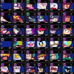👑 79 Brawlers 👑 35.137 Trofeos 👑 74 skins 👑 10 Leyendas 25 Míticas 👑 👑 25 Epopeyas 👑 4466 Oro 👑 77 Gemas 👑 888 Joyas 👑 1