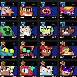 👑 79 Brawlers 👑 35.137 Trofeos 👑 74 skins 👑 10 Leyendas 25 Míticas 👑 👑 25 Epopeyas 👑 4466 Oro 👑 77 Gemas 👑 888 Joyas 👑 2