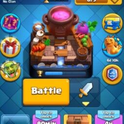 👑KT 14 👑 5712 Trophy 👑 46 LVL 👑 107 Cards 👑 32 Emotes 👑 359 Gems 👑 155k Gold👑 0