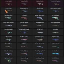 🥷70 Skins 🖤 5 Knives 🖤 RGX 11z Firefly LVL2🖤 Neptune Vandal 🖤 Origin Vandal🖤 Origin Crescent Blade 🖤 Songsteel 🖤 Reaver Vandal LVL4🖤 Region NA🥷 0