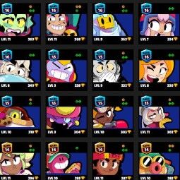 👑 79 Brawlers 👑 31.838  Trophies 👑 73 Skins 👑 10 Legends 👑 25 Mythics 👑 25 Epics 👑 2218 Gold 👑 8 Gems 👑 893 Blings 👑 2