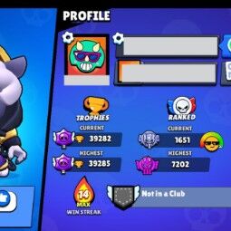 👑 79 Brawlers 👑 39.282 Trophies 👑 94 Skins 👑 10 Legends 👑 25 Mythics 👑 25 Epics 👑 2726 Gold 👑 115 Gems 👑 1372 Blings 👑 3