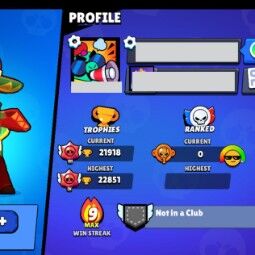 👑 62 Brawlers 👑 21.918 Trophies 👑 29 Skins 👑 7 Legends 👑 14 Mythics 👑 22 Epics 👑 27567 Gold 👑 158 Gems 👑 3884 Blings 👑 3