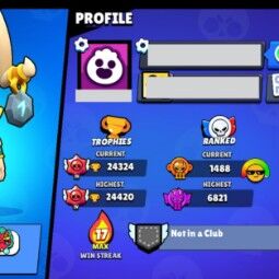 👑 60 Brawlers 👑 24.324 Trophies 👑 76 Skins 👑 6 Legends 👑 10 Mythics 👑 25 Epics 👑 775 Gold 👑 16 Gems 👑 38 Blings 👑 3