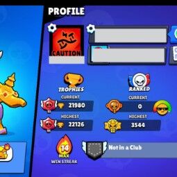 👑 72 Brawlers 👑 21.980 Trophies 👑 59 Skins 👑 7 Legends 👑 21 Mythics 👑 25 Epics 👑 715 Gold 👑 5 Gems 👑 156 Blings 👑 3