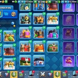 👑KT 14 👑 6338 Trophy 👑 44 LVL 👑 107 Cards 👑 85 Emotes 👑 95 Gems 👑 65K Gold👑 3