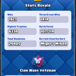 👑KT 14 👑 6338 Trophy 👑 44 LVL 👑 107 Cards 👑 85 Emotes 👑 95 Gems 👑 65K Gold👑 4