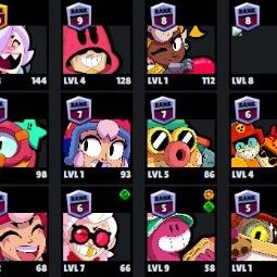👑 66 Brawlers 👑 21.316 Trophies 👑 64 Skins 👑 3 Legends 👑 19 Mythics 👑 25 Epics 👑 177 Gold 👑 50 Gems 👑 345 Blings 👑 2