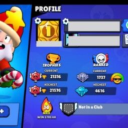 👑 66 Brawlers 👑 21.316 Trophies 👑 64 Skins 👑 3 Legends 👑 19 Mythics 👑 25 Epics 👑 177 Gold 👑 50 Gems 👑 345 Blings 👑 3