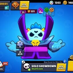 👑 67 Brawlers 👑 20.601 Trophies 👑 43 Skins 👑 5 Legends 👑 18 Mythics 👑 25 Epics 👑 1485 Gold 👑 96 Gems 👑 1303 Blings 👑 0