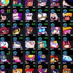 👑 67 Brawlers 👑 20.601 Trophies 👑 43 Skins 👑 5 Legends 👑 18 Mythics 👑 25 Epics 👑 1485 Gold 👑 96 Gems 👑 1303 Blings 👑 1