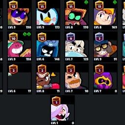 👑 67 Brawlers 👑 20.601 Trophies 👑 43 Skins 👑 5 Legends 👑 18 Mythics 👑 25 Epics 👑 1485 Gold 👑 96 Gems 👑 1303 Blings 👑 2