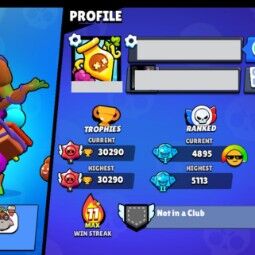 👑 80 Brawlers 👑 30.290 Trophies 👑 78 Skins 👑 10 Legends 👑 25 Mythics 👑 26 Epics 👑 24817 Gold 👑 85 Gems 👑 3036 Blings 👑 3