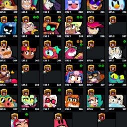 👑 81 Brawlers 👑 31.696 Trophies 👑 81 Skins 👑 11 Legends 👑 25 Mythics 👑 26 Epics 👑 368 Gold 👑 64 Gems 👑 209 Blings 👑 2