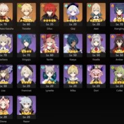 👑 NA 👑 AR 45 👑 5x Five Star 👑 20 Chars 👑 Jean 👑 Qiqi 👑 Diluc 👑 Kaedehara Kazuha 👑 0