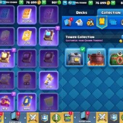 👑KT 14 👑 6104 Trophy 👑 42 LVL 👑 108 Cards 👑 69 Emotes 👑 801 Gems 👑 76 k Gold 👑 3