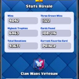 👑 kt 14 👑 6435 Troféu 👑 42 lvl 👑 108 Cartas 👑 36 gestos 👑 1220 gemas 👑 96 k gold 👑 4