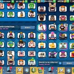 👑KT 14 👑 6531 Trophy 👑 43 LVL 👑 107 Cards 👑 44 Emotes 👑 593 Gems 👑 211 k Gold 👑 2